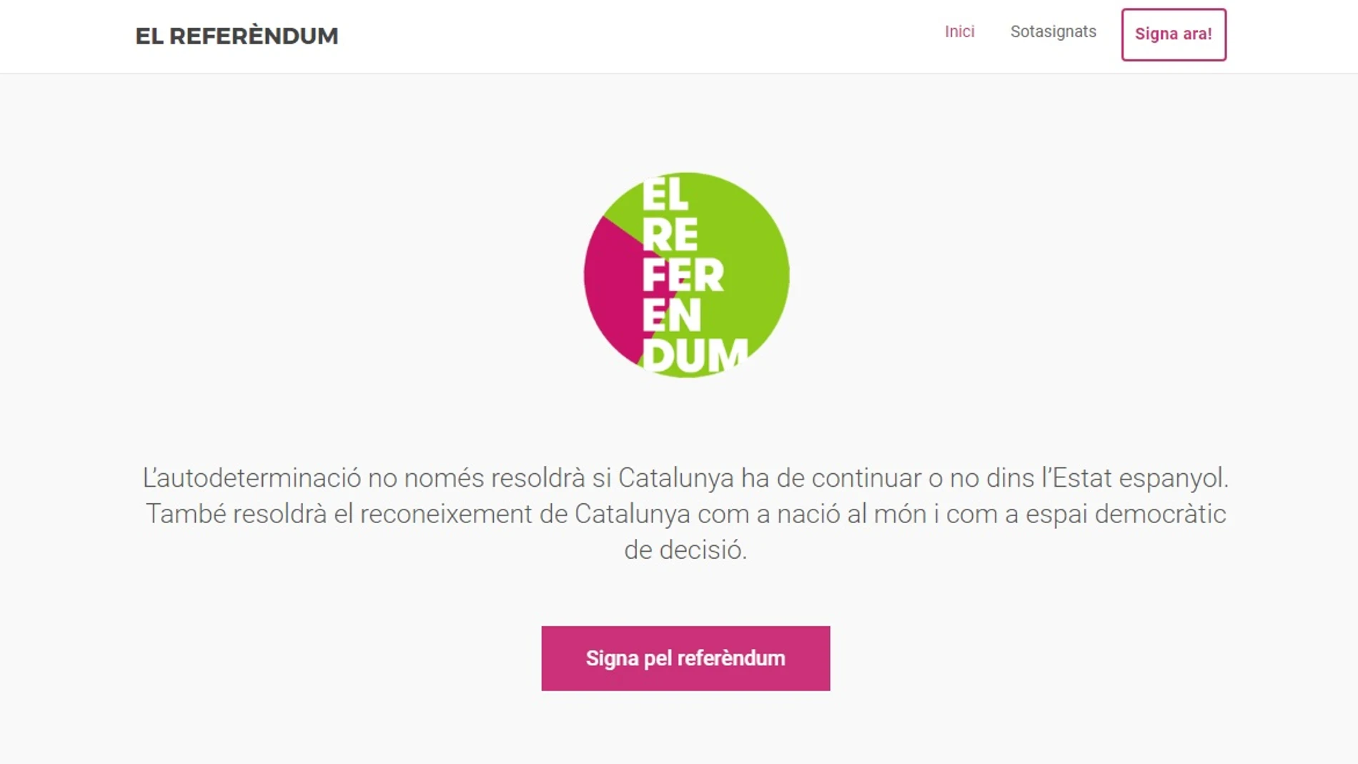 La página web que el Gobierno pone a disposición de los ciudadanos para firmar en apoyo del referéndum La página web que el Gobierno pone a disposición de los ciudadanos para firmar en apoyo del referéndum