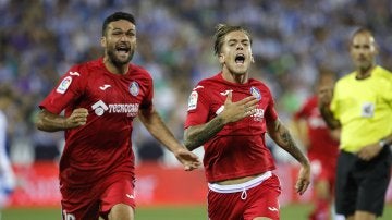 Álvaro Jiménez celebra su gol contra el Leganés