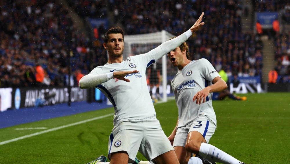 Morata celebra un gol