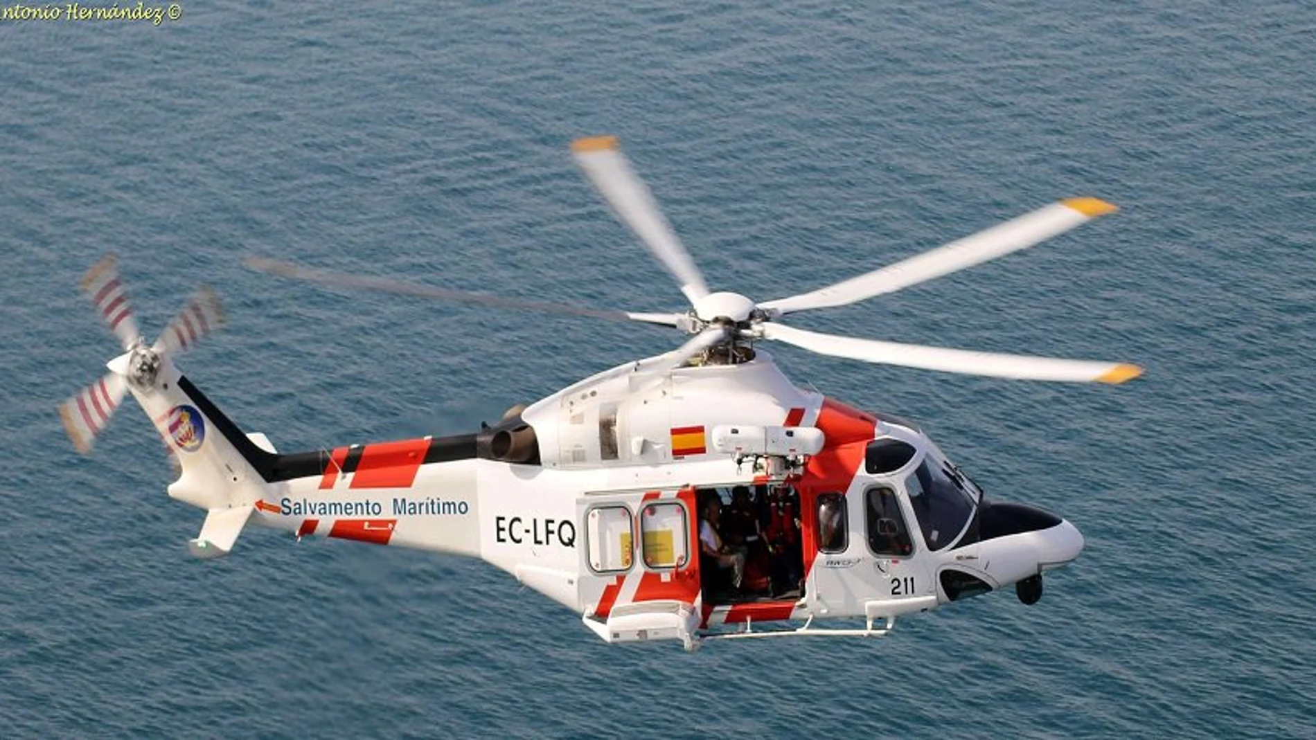 Imagen de archivo de un helicóptero de Salvamento Marítimo Imagen de archivo de un helicóptero de Salvamento Marítimo