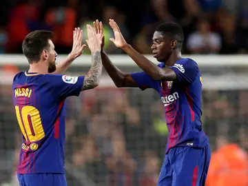 Messi con Dembelé Messi con Dembelé
