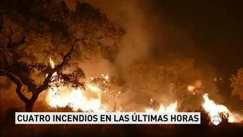 Los bomberos siguen refrescando La Granada de Riotinto después de el fuego arrasara un paraje de alto valor ecólogico Los bomberos siguen refrescando La Granada de Riotinto después de el fuego arrasara un paraje de alto valor ecólogico