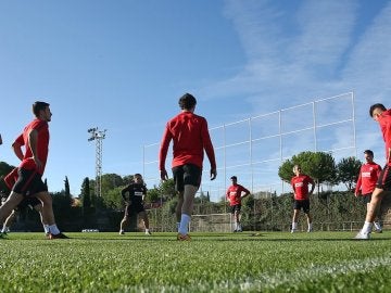 El Atlético en el entrenamiento