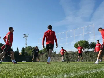 El Atlético en el entrenamiento El Atlético en el entrenamiento