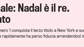 La portada de la Gazzetta dello Sport tras el triunfo de Nadal