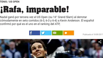 El diario Olé elogia a Nadal El diario Olé elogia a Nadal