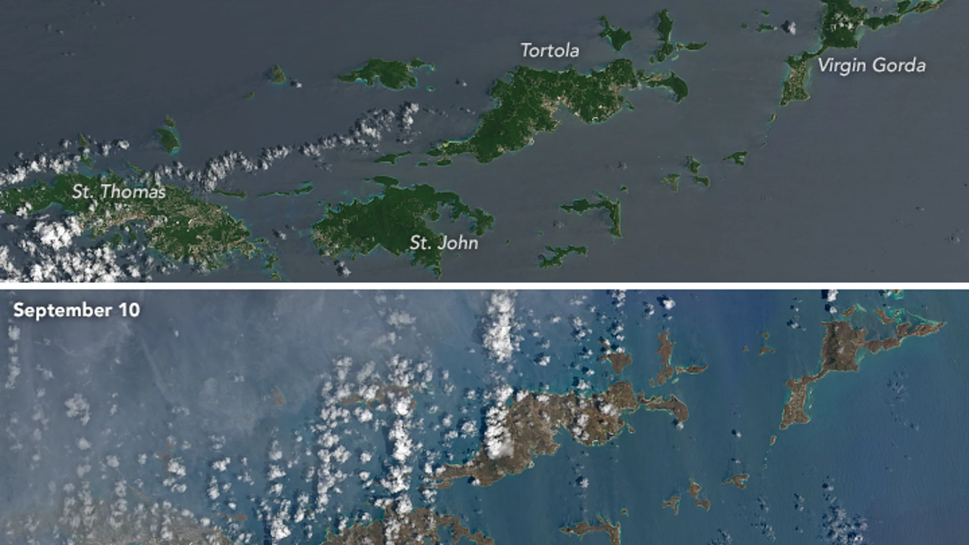 Las islas del Caribe, antes y después de Irma Las islas del Caribe, antes y después de Irma