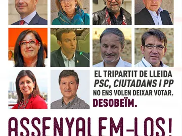 Concejales del PP, PSC y C's denuncian un cartel de Arran con el lema 'Señalémosles' Concejales del PP, PSC y C's denuncian un cartel de Arran con el lema 'Señalémosles'