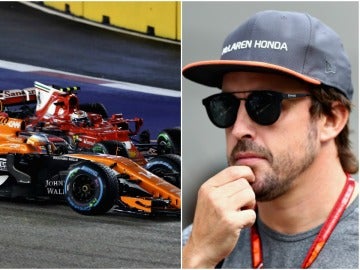 Cabreo de Alonso tras su accidente en Singapur