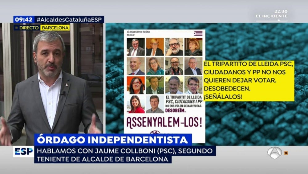El segundo teniente de alcalde de Barcelona, sobre la declaración de los alcaldes: "Es consecuencia directa de socializar el conflicto"