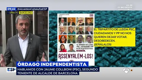 El segundo teniente de alcalde de Barcelona, sobre la declaración de los alcaldes: "Es consecuencia directa de socializar el conflicto" El segundo teniente de alcalde de Barcelona, sobre la declaración de los alcaldes: "Es consecuencia directa de socializar el conflicto"