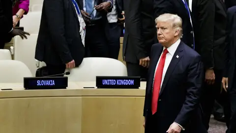 El presidente estadounidense, Donald J. Trump, en la sede de la ONU de Nueva York, EE.UU El presidente estadounidense, Donald J. Trump, en la sede de la ONU de Nueva York, EE.UU