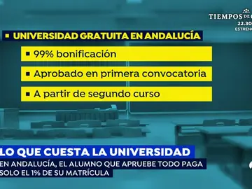 El alumno que apruebe todo en Andalucía pagará el 1% de su matrícula en la universidad El alumno que apruebe todo en Andalucía pagará el 1% de su matrícula en la universidad
