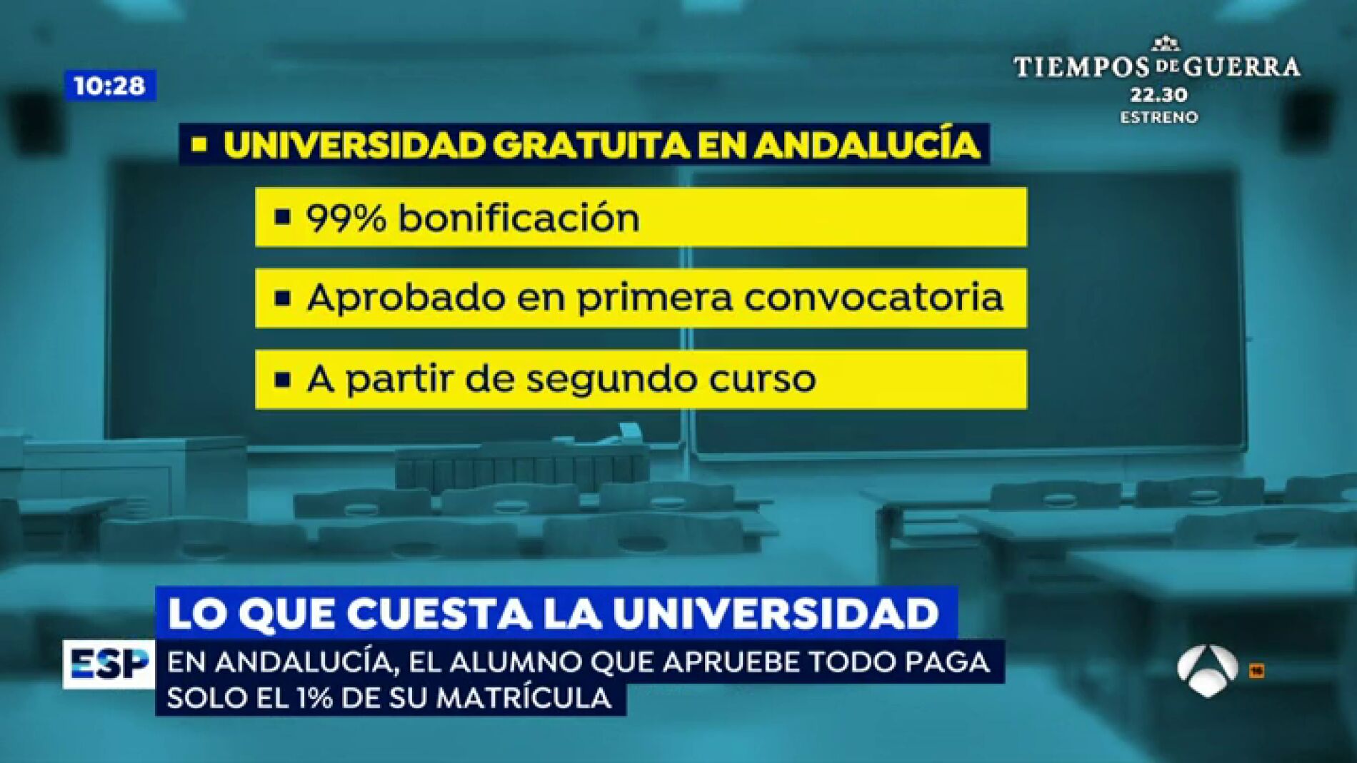El alumno que apruebe todo en Andaluc&iacute;a pagar&aacute; el 1% de su matr&iacute;cula en la universidad