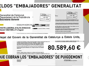 Antena 3 accede a los sueldos de los 'embajadores' de Cataluña: 800.000 euros al año Antena 3 accede a los sueldos de los 'embajadores' de Cataluña: 800.000 euros al año