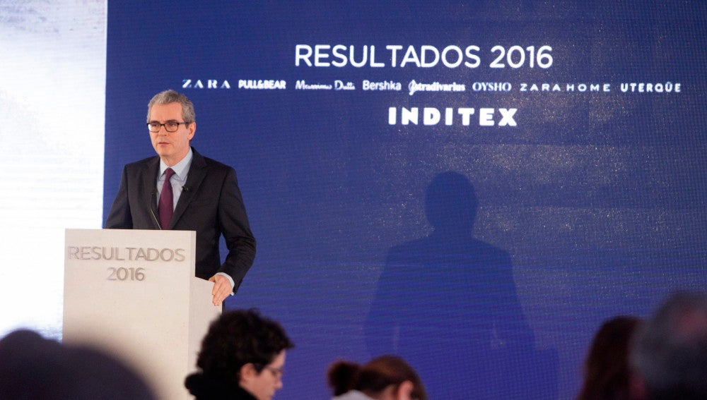 El presidente de Inditex, Pablo Isla, durante la presentación de unos resultados del grupo Inditex
