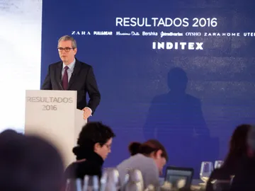 El presidente de Inditex, Pablo Isla, durante la presentación de unos resultados del grupo Inditex El presidente de Inditex, Pablo Isla, durante la presentación de unos resultados del grupo Inditex