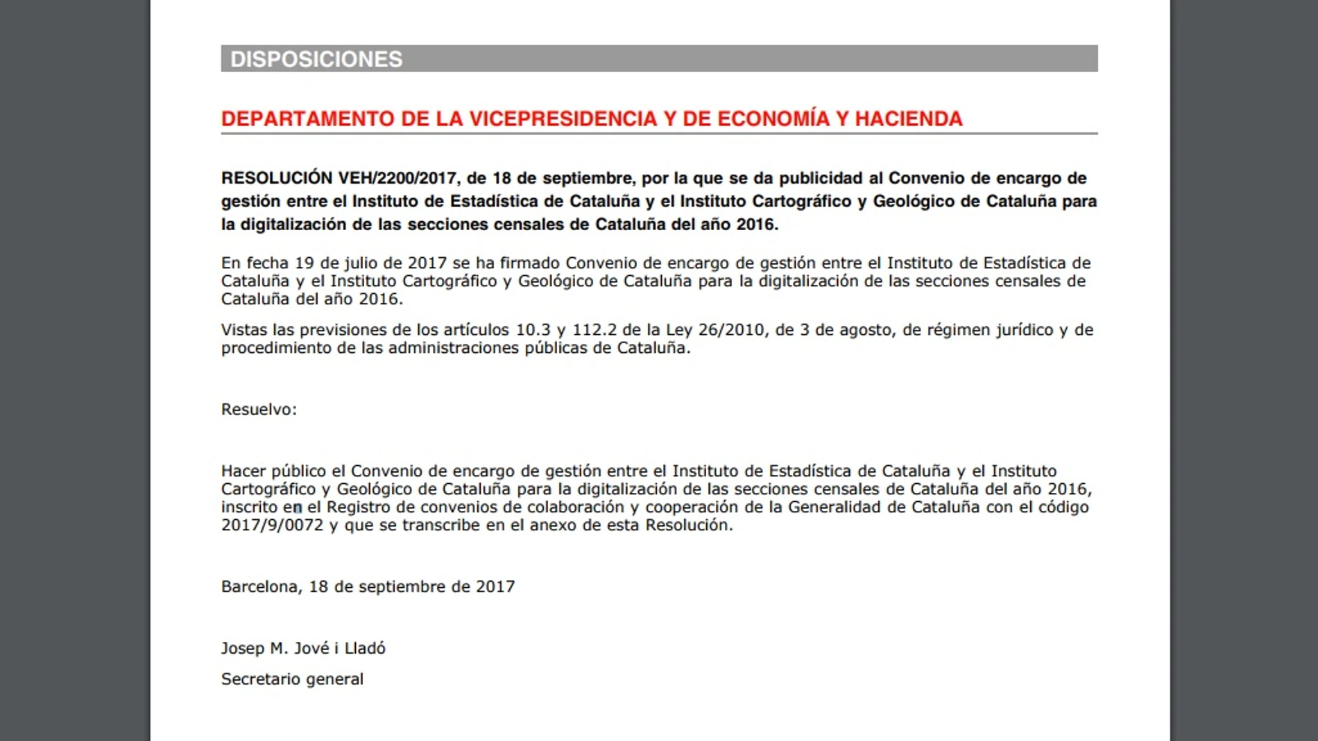 El encarlgo para digitalizar y actualizar el censo catalán del 2016 publicado en el Dogc El encarlgo para digitalizar y actualizar el censo catalán del 2016 publicado en el Dogc