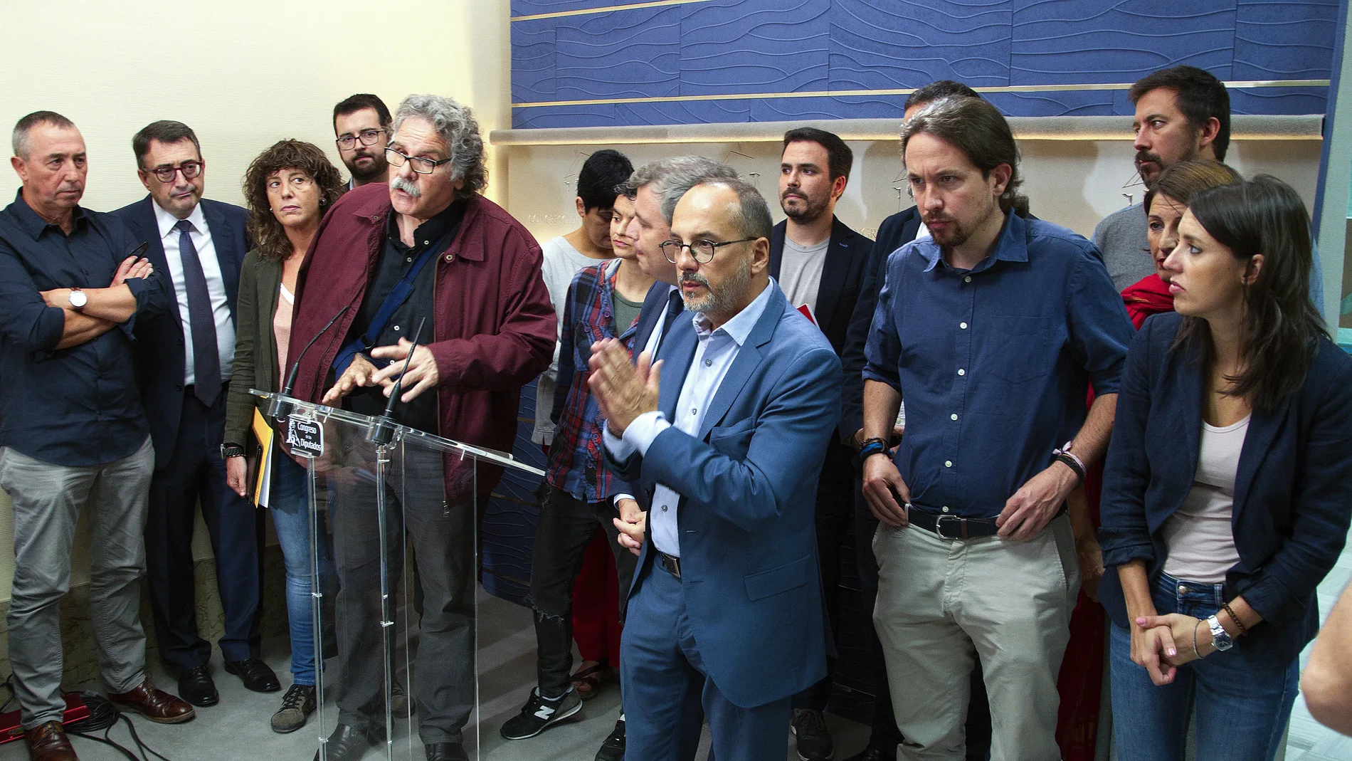 Rueda de prensa conjunta de Unidos Podemos y los nacionalistas en el Congreso Rueda de prensa conjunta de Unidos Podemos y los nacionalistas en el Congreso