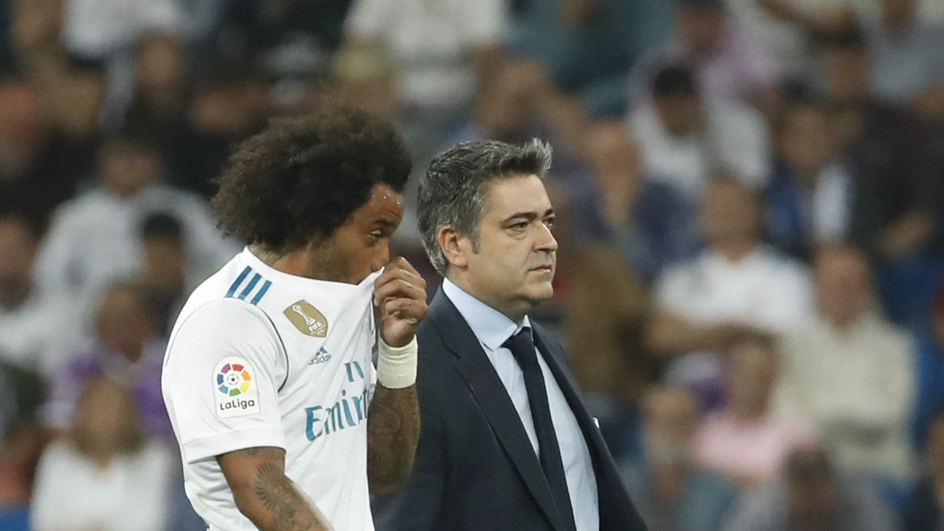 Marcelo se retira del Santiago Bernabéu Marcelo se retira del Santiago Bernabéu