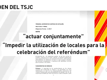 El TSJC obliga a la Policía, Mossos d'Esquadra y Guardia Civil a cerrar todos los locales públicos del referéndum ilegal del 1-O El TSJC obliga a la Policía, Mossos d'Esquadra y Guardia Civil a cerrar todos los locales públicos del referéndum ilegal del 1-O