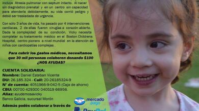 Buscan ayuda para Vicky, una niña de 3 años que necesita casi 130.000 euros para operarse de una cardiopatía congénita