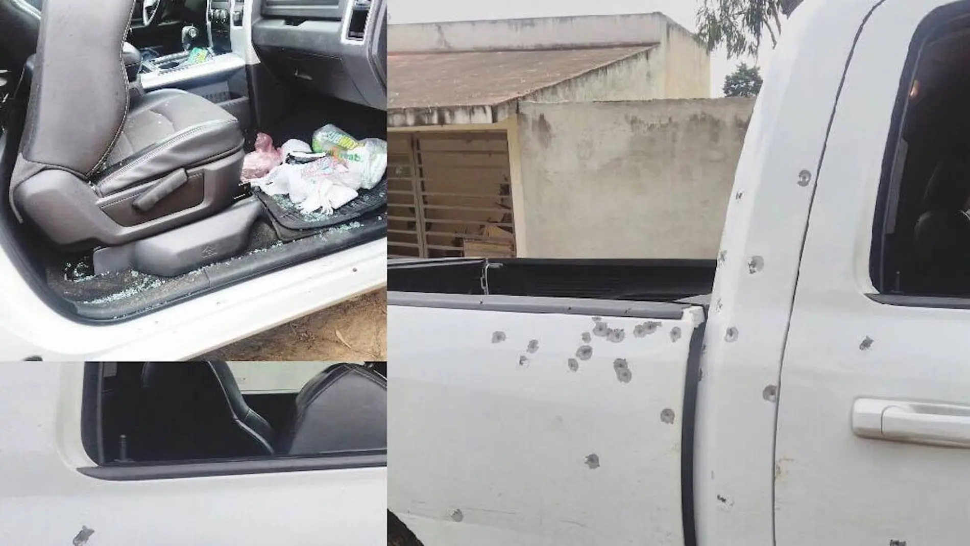 Imagen de uno de los vehículos del grupo de voluntarios asaltado en México Imagen de uno de los vehículos del grupo de voluntarios asaltado en México