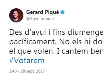 Piqué muestra su apoyo al referéndum