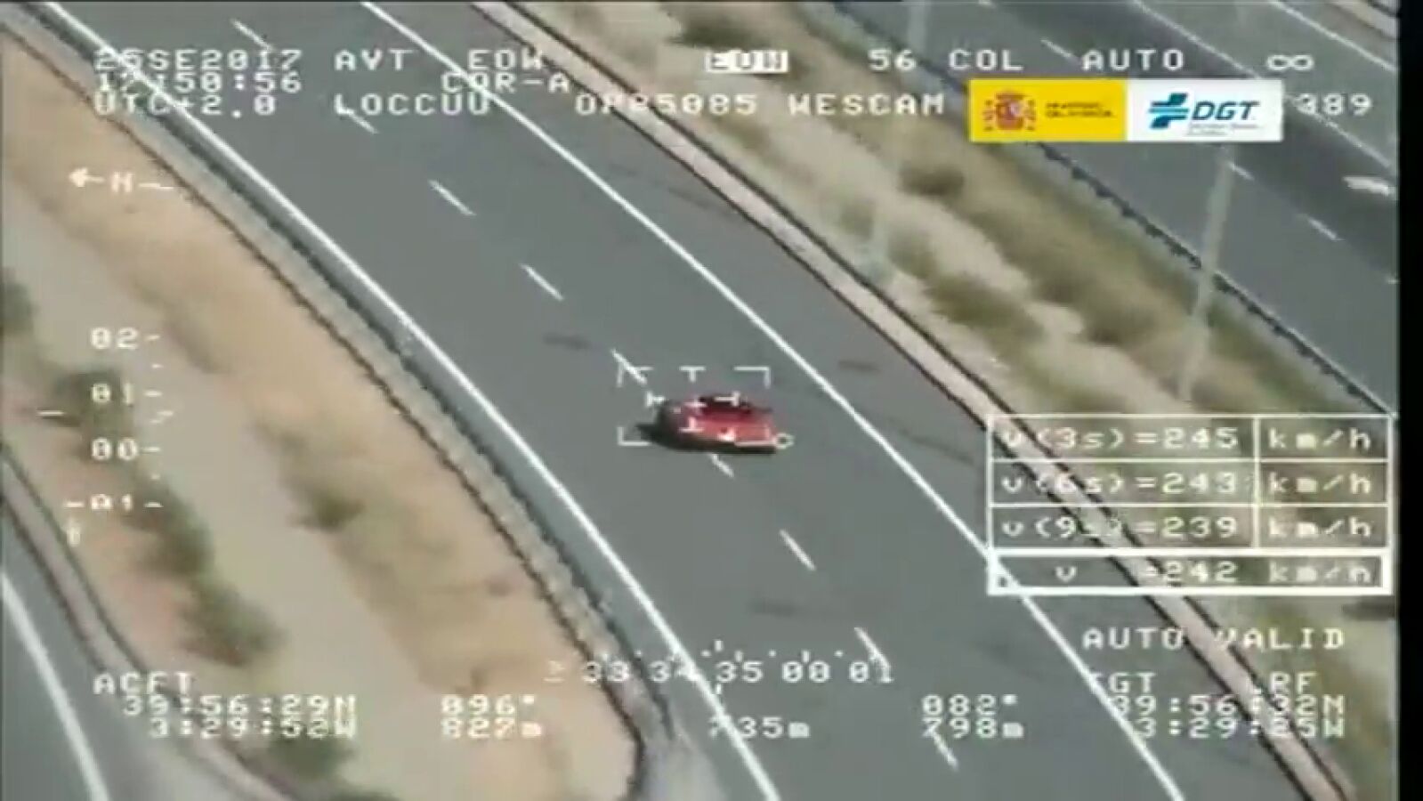 Cazado un conductor a 242 km/h, la velocidad más alta regitrada por la DGT