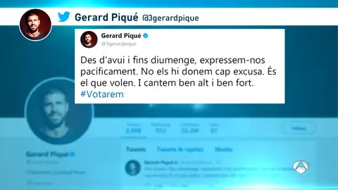 Gerard Piqué se posiciona a favor del referéndum catalán: "Votaremos" Gerard Piqué se posiciona a favor del referéndum catalán: "Votaremos"