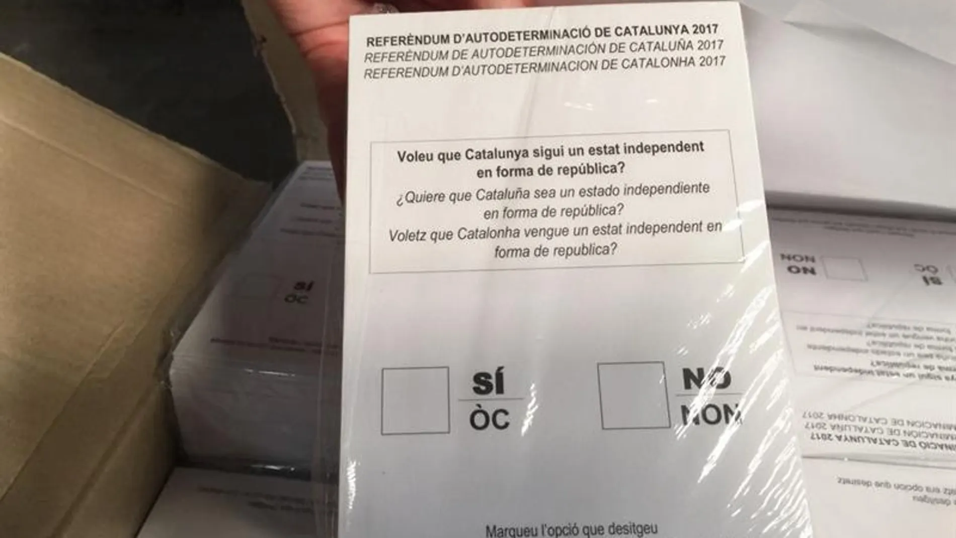 Papeletas del referéndum del 1-O incautadas por la Guardia Civil Papeletas del referéndum del 1-O incautadas por la Guardia Civil