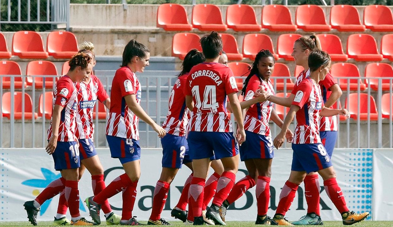 Las jugadoras del Atlético Femenino celebran un gol Las jugadoras del Atlético Femenino celebran un gol