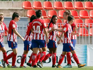 Las jugadoras del Atlético Femenino celebran un gol Las jugadoras del Atlético Femenino celebran un gol
