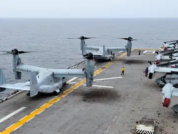 Un MV-22 Osprey participando en unas maniobras aéreas conjuntas de logística de las fuerzas armadas de Corea del Sur y EEUU Un MV-22 Osprey participando en unas maniobras aéreas conjuntas de logística de las fuerzas armadas de Corea del Sur y EEUU