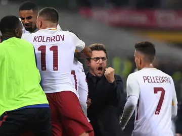 Eusebio di Francesco celebra la victoria de la Roma Eusebio di Francesco celebra la victoria de la Roma