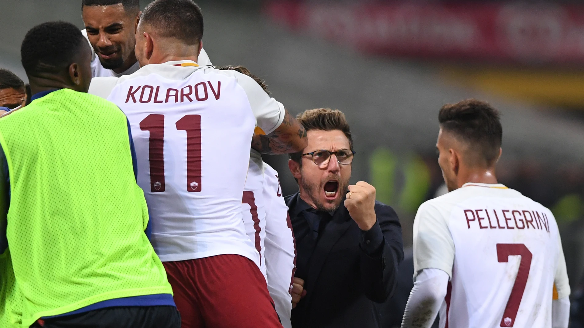 Eusebio di Francesco celebra la victoria de la Roma Eusebio di Francesco celebra la victoria de la Roma