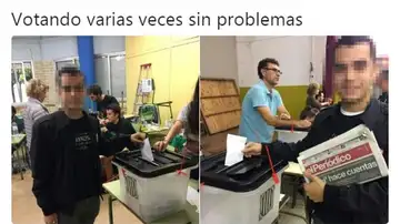 Sociedad Civil Catalana publica imágenes de ciudadanos votando varias veces en colegios distintos Sociedad Civil Catalana publica imágenes de ciudadanos votando varias veces en colegios distintos