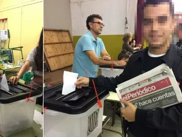 Una persona votando dos veces Una persona votando dos veces
