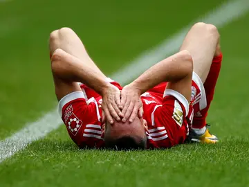 Ribery, tendido en el suelo Ribery, tendido en el suelo