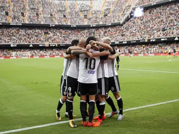 El Valencia celebra un gol El Valencia celebra un gol