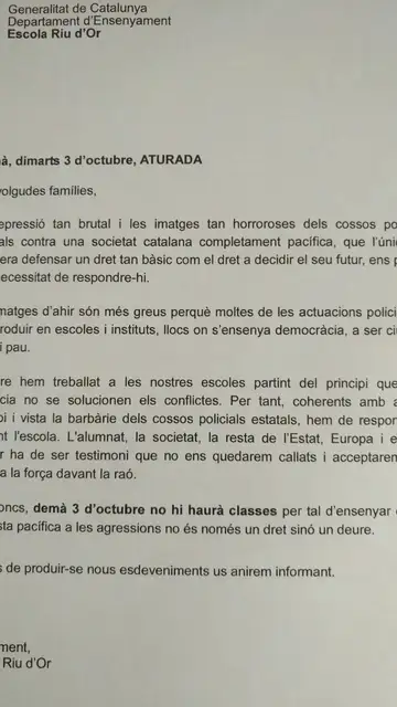 Comunicado de una escuela que apoya la huelga Comunicado de una escuela que apoya la huelga