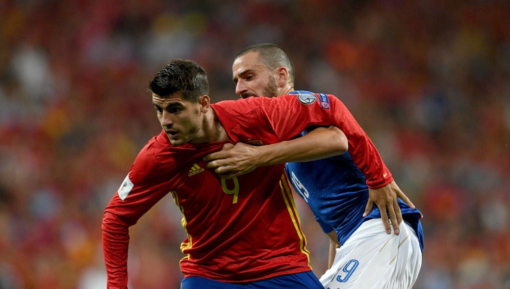 Morata, durante un partido con la selección española de fútbol