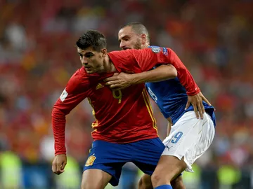 Morata, durante un partido con la selección española de fútbol Morata, durante un partido con la selección española de fútbol