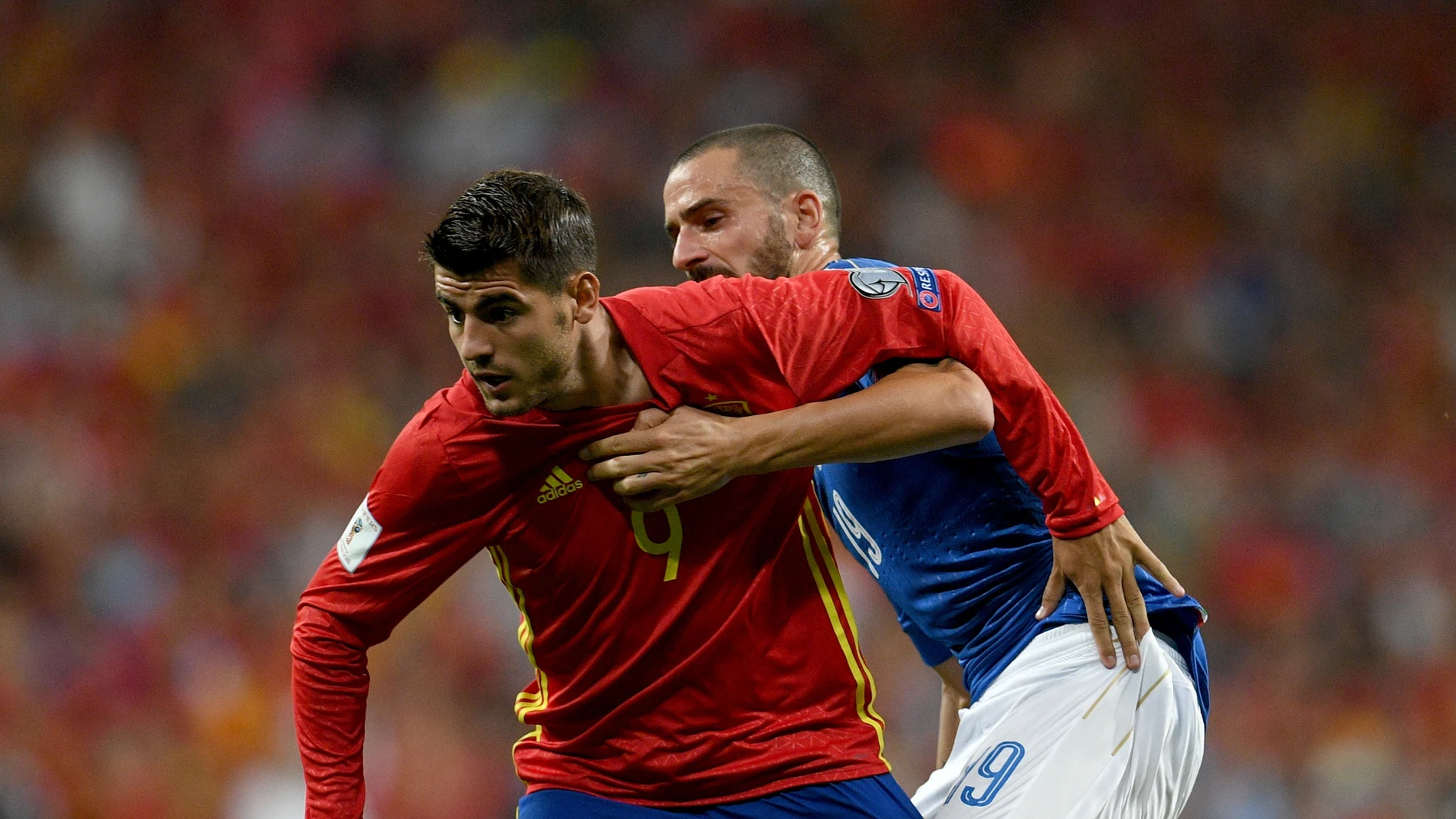Morata, durante un partido con la selección española de fútbol Morata, durante un partido con la selección española de fútbol