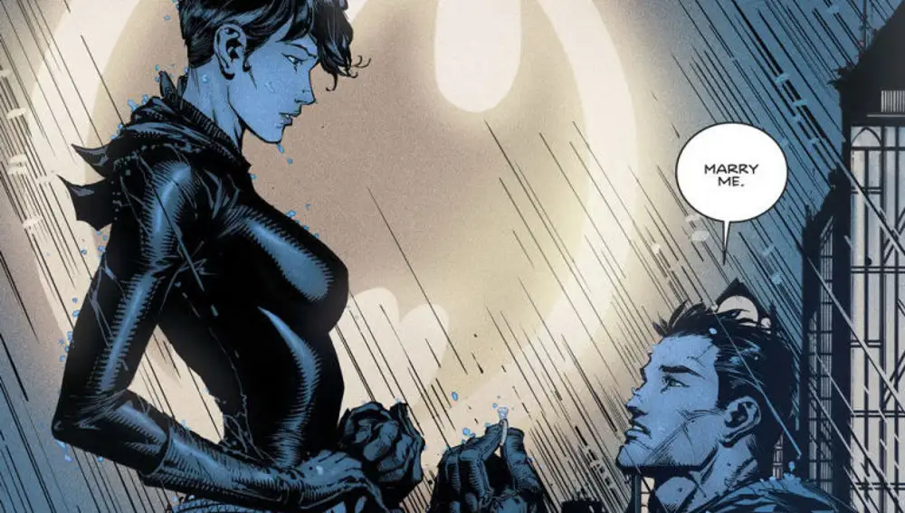 Batman pidiendo matrimonio a Catwoman