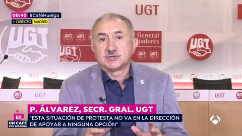 El secretario general de UGT: "En ningún caso avalamos la declaración unilateral de independencia" El secretario general de UGT: "En ningún caso avalamos la declaración unilateral de independencia"