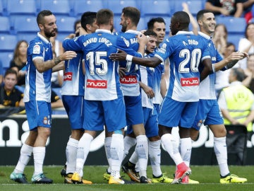 El Espanyol celebra un gol