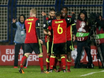 La selección de Bélgica celebra un gol