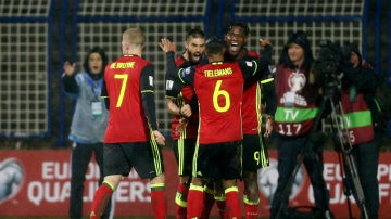 La selección de Bélgica celebra un gol