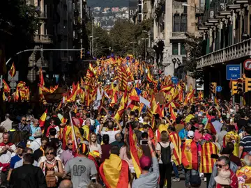 Las calles de Barcelona, llenas de banderas Las calles de Barcelona, llenas de banderas